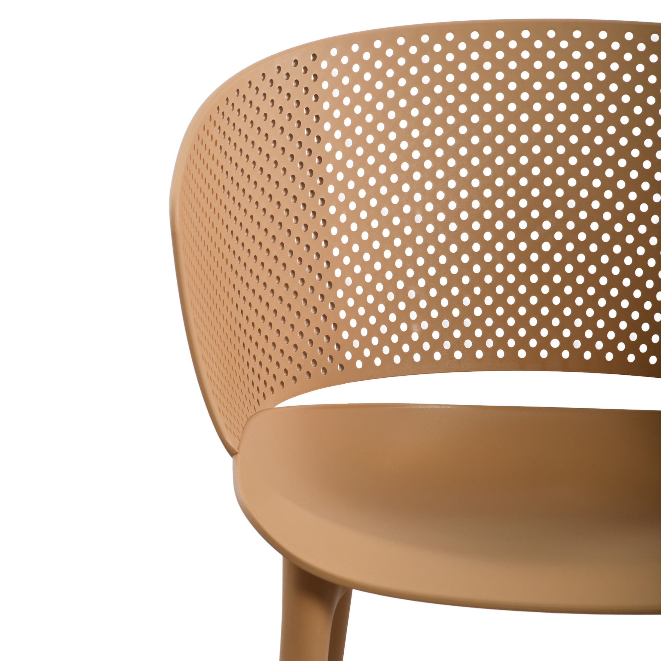 Christopher Knight Home Modern Outdoor Plastic Round Back Dining Chairs Set of 2, Brown Yellow