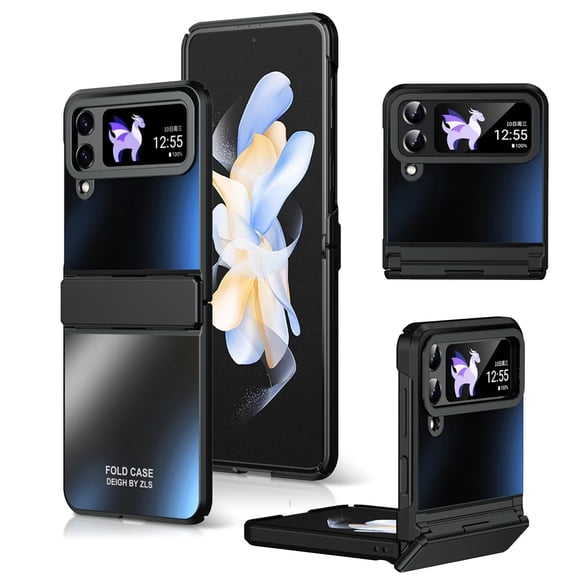 MonsDirect for 6.7 inch Samsung Galaxy Z Flip 4 5G 2022 Case, Hinge Protection Plating Frame Hard PC Back Shell Slim Shockproof Full Coverage Bumper Protective Shell Cover for Galaxy Z Flip 4, Black