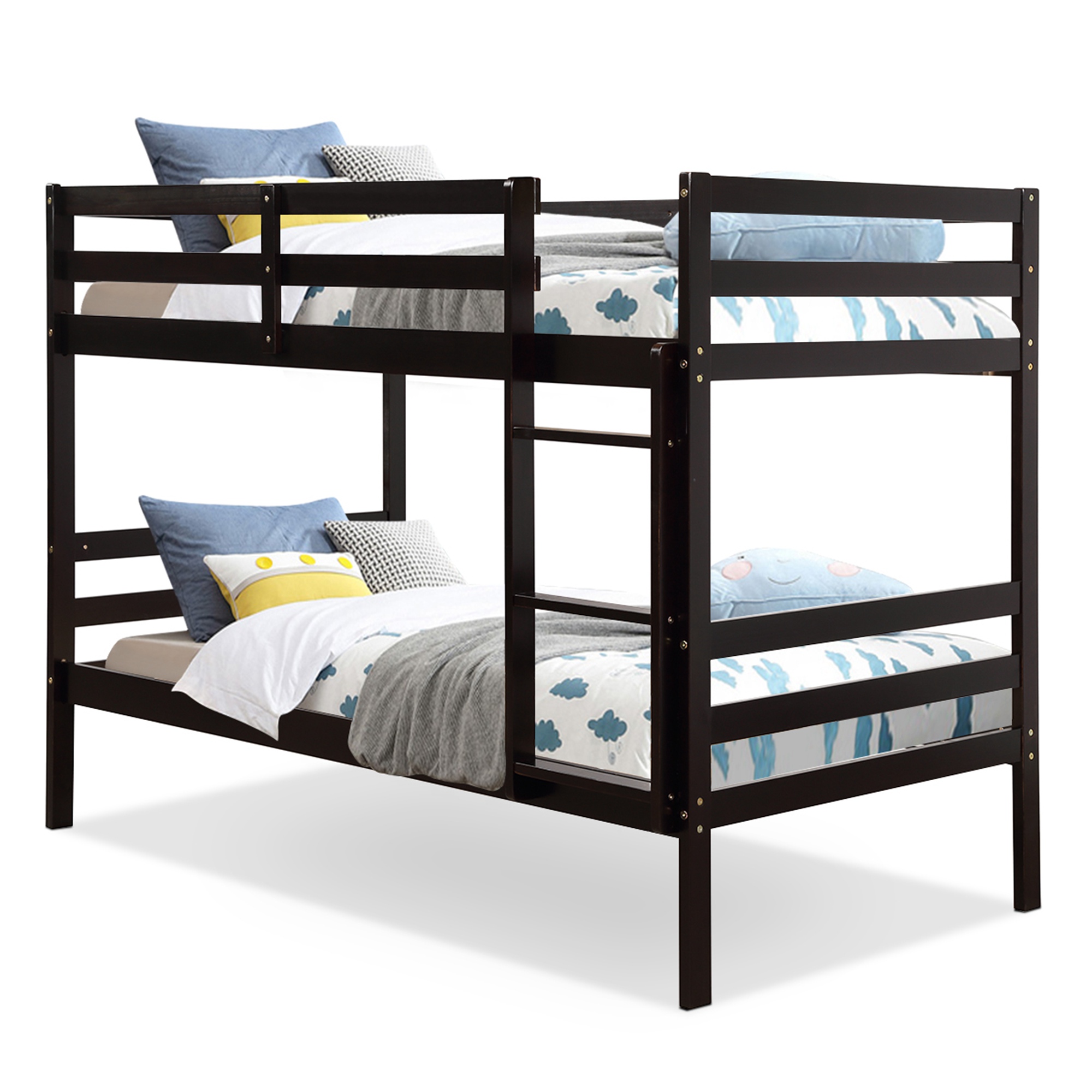 Lit Mezzanine Métal 140x200cm Avec Bureau, Escalier Rangement, LED Et Charge USB - Idéal Chambre Enfant/ado - Noir