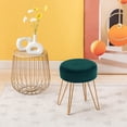 thumbnail image 2 of Duhome Velvet Upholstered Vanity Stool Small Round Accent Stool with Gold Hairpin Legs, Atrovirens, 2 of 7