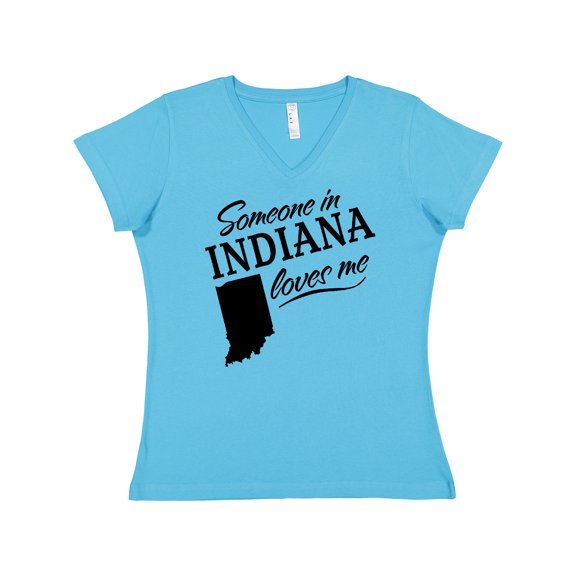 Inktastic Someone in Indiana Loves Me Women's V-Neck T-Shirt