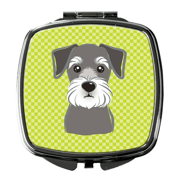 Checkerboard Lime Green Schnauzer Compact Mirror BB1268SCM
