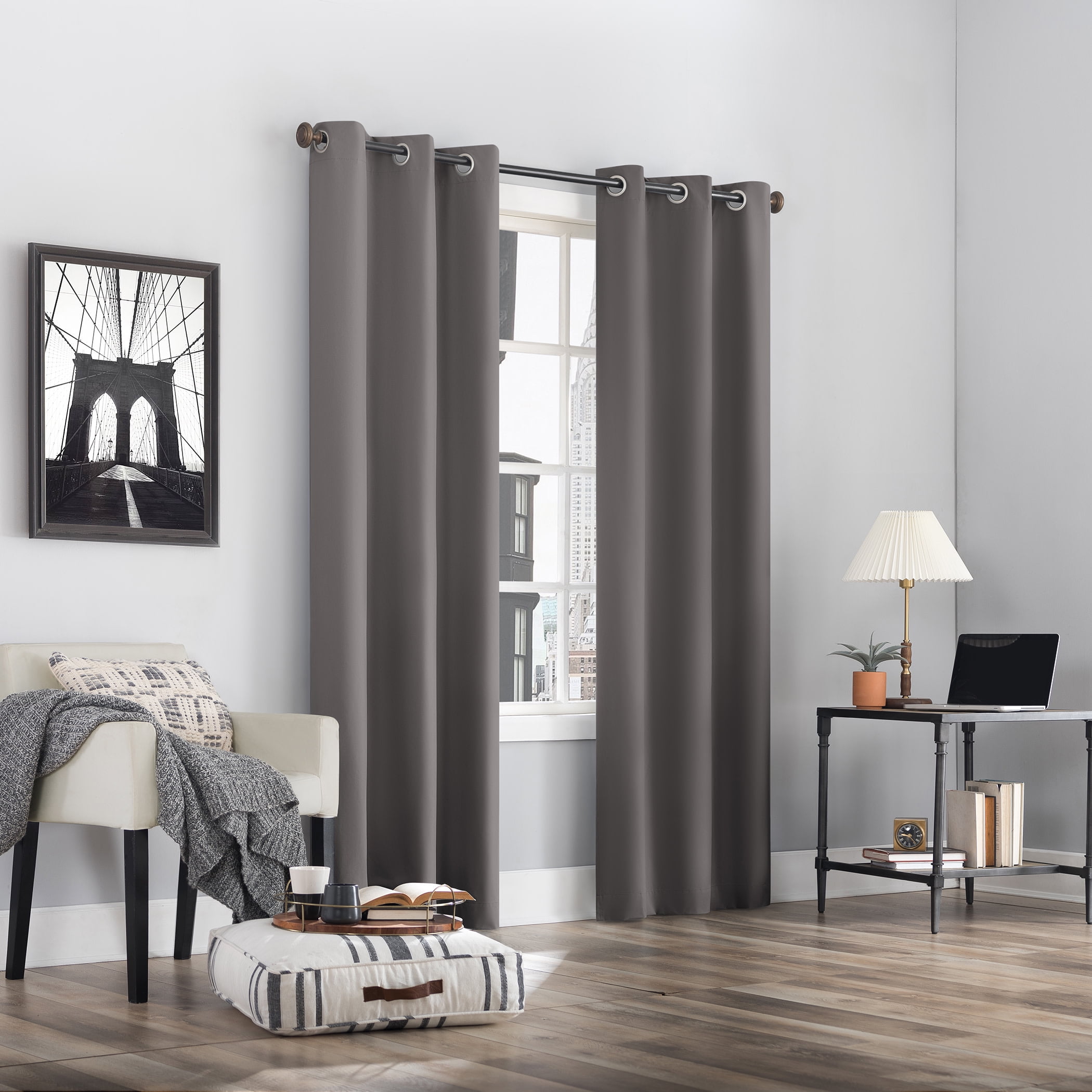 Sun Zero Cyrus Thermal 100% Blackout Grommet Curtain Panel, 40"X63", Gray