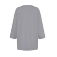 thumbnail image 4 of DENGDENG Three Quarter Sleeve Tops for Women Plus Size Casual Summer Tshirts Elbow Sleeve Round Neck Button Down Tunics Boho Three Quarter Length Shirts Fashion 2025 Pullover Gray XL, 4 of 5