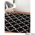 thumbnail image 3 of Super Area Rugs, Cozy Plush White & Black Trellis Shag Rug, 3' 2" x 5', 3 of 5
