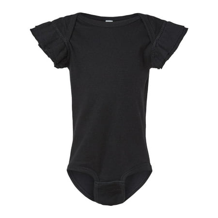 

Rabbit Skins - Infant Flutter Sleeve Baby Rib Bodysuit - 4439 - Black - Size: 12M