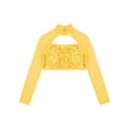 thumbnail image 3 of Kaerm Kids Girls Sequin Long Sleeve Gymnastics Dance Crop Top Jazz Hip Hop Athletic Shirt Streetwear Gold 12, 3 of 5