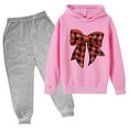 thumbnail image 2 of THDHVS Toddler Outfits for Girls,Kids Sweatsuit,Toddler Girl Fall Winter Outfit Long Sleeve Christmas Bow Print Long Sleeve Hoodie and Stretch Pants Infant Girl Clothes Pink 3-4 Years, 2 of 3