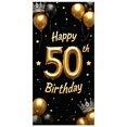 thumbnail image 6 of Glamorous Glittery 50th Birthday Banner with Gold Balloons Crowns Stars and Cakes Backdrop Party Decoration Supplies Photography Props for Birthday Parties Photo Booths Celebrations, 6 of 8