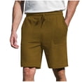 thumbnail image 2 of Vibrex Men's Solid Color Waffle Shorts, Drawstring Waist with Pockets 5-Inch Shorts, Men's Athletic Running Shorts Suitable For Sports,Outdoor Running And Fitness_Brown_XL, 2 of 7