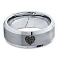 thumbnail image 2 of Tungsten Puzzle Heart Band Ring 8mm Men Women Comfort Fit Gray Bevel Edge Brushed Polished, 2 of 4