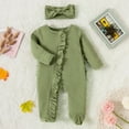 thumbnail image 3 of Mepaouo Newborn Baby Girl Clothes Zip Up Ruffle Knit One Piece Romper Infant Jumpsuit Outfits with Headwear 3-6M, 3 of 5