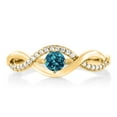 thumbnail image 2 of Gem Stone King 0.64 Ct Round London Blue Topaz 18K Yellow Gold Plated Silver Ring, 2 of 3