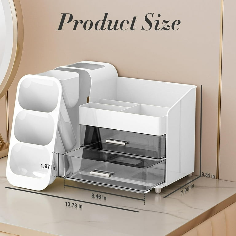 Delamu Makeup Organizer With Drawers, White photo 3