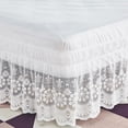 thumbnail image 2 of XmhyTop-A 120x200cm Bed Skirt Easy Fit Wrap Around Bed Skirt with Delicate Lace Trim, Solid Color Bed Ruffle,1 Piece,White, 2 of 4