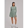 thumbnail image 3 of PISONIC Women Tennis Dress Long Sleeve Athletic Outfit with Built in Shorts Mini Golf Workout Dress with Pockets, 3 of 8