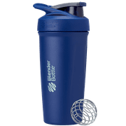 BlenderBottle Strada Stainless Steel Shaker Bottle, 24 oz, Insulated, Leakproof Flip Cap, Whisk Ball, BPA-Free, Blue
