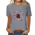 thumbnail image 1 of Tops Cortos para Mujeres Día de la Independencia Patriótica Impreso Cuello Redondo, Camiseta de Manga Corta Casual para la Primavera, Verano Y Fiesta, 1 of 4