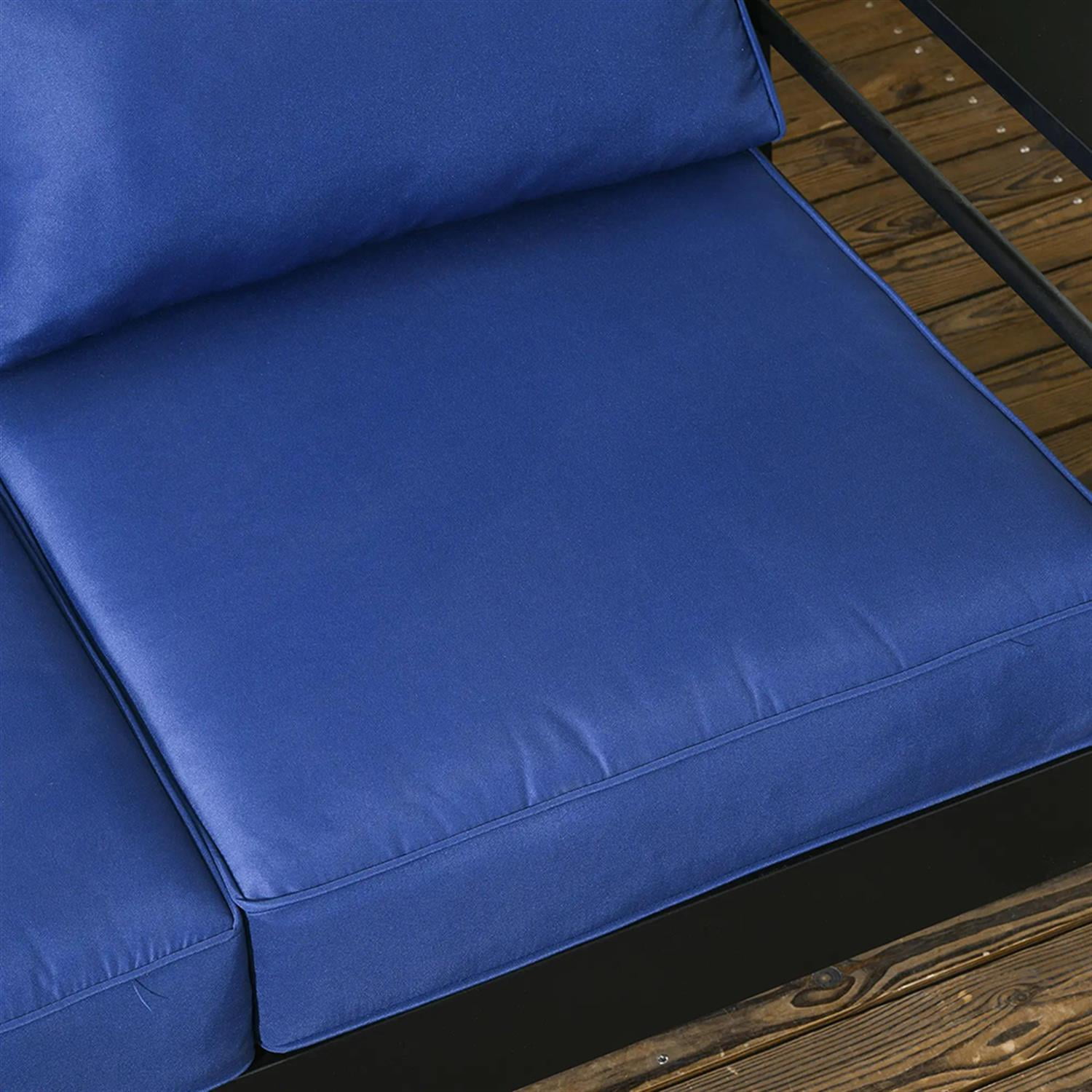 Demi Bonn Outdoor Loveseat Sofa Aluminum Patio Furniture with Wide Armrests, All-Weather Metal Outdoor Couch with Cushions, Blue