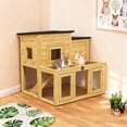 thumbnail image 5 of Outdoor 2-Tier 2-Room Quail Hutch with Brooder Box & Activity Area, Openable Asphalt Roof, Black with White, 5 of 8