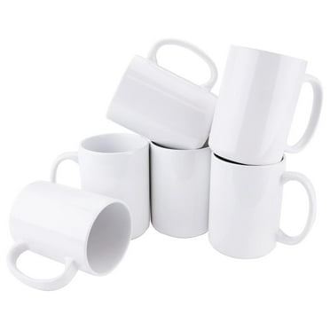 White Sublimation Plain Blank Coffee Mug Made of Ceramic - 15 oz - Comes with Gift Box and Foam Supports � PACK OF 6