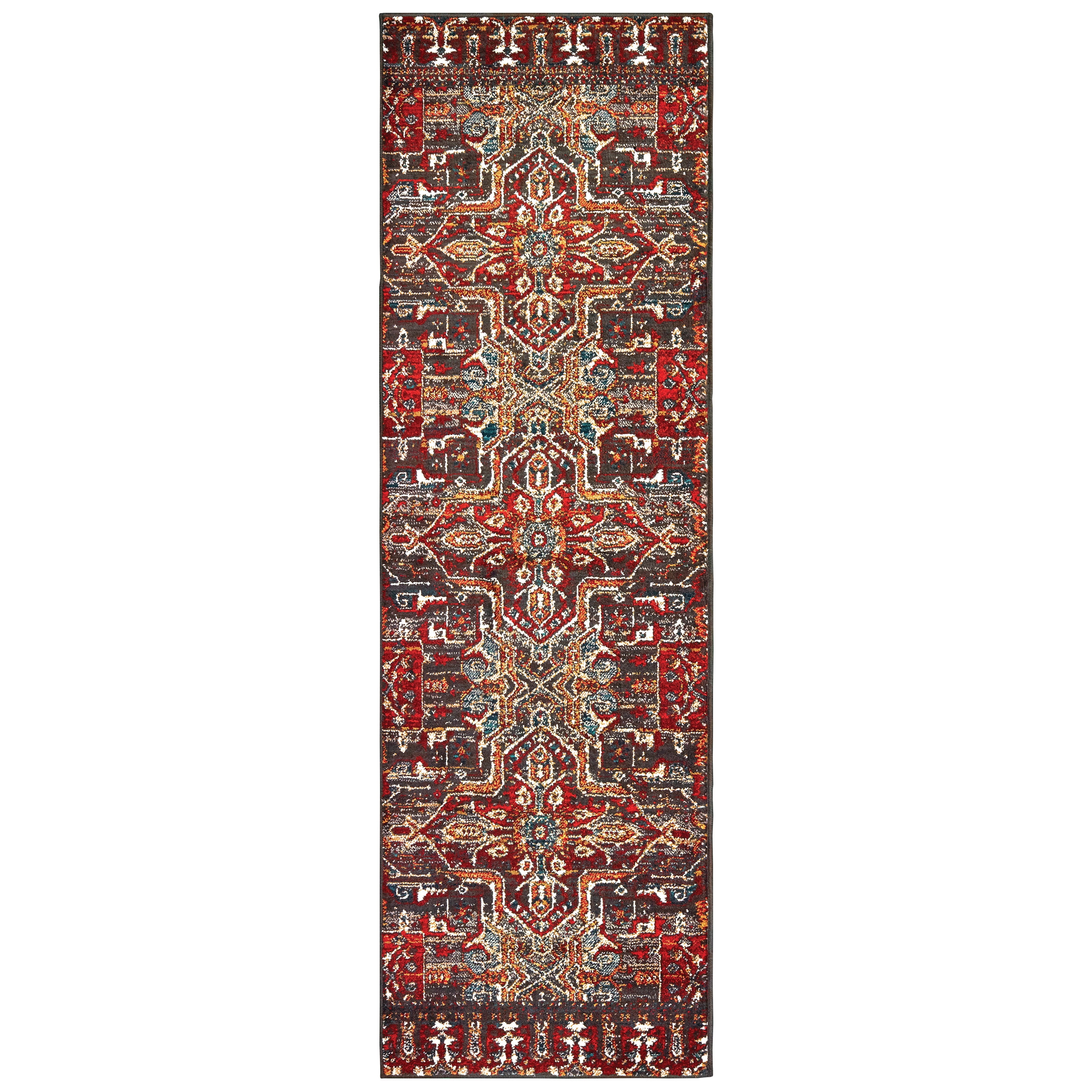 Eloisa Contemporary Southwestern Runner Rug, Red/ Orange, 2' x 8