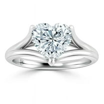 OM-RE 1 ct Heart Shape lab Grown Diamond 14K White Gold Engagement Ring