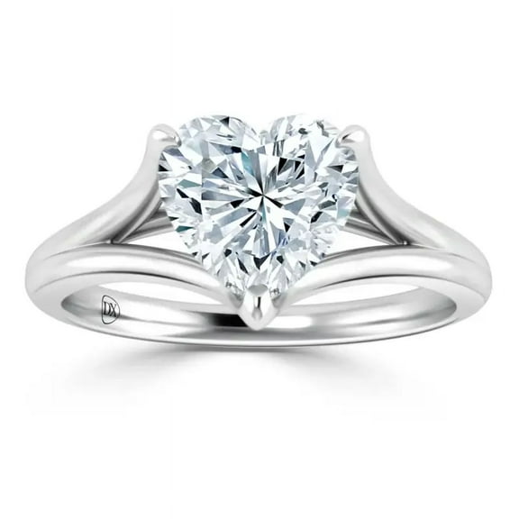 OM-RE 1 ct Heart Shape lab Grown Diamond 14K White Gold Engagement Ring