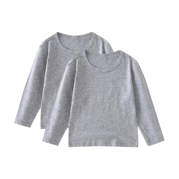 Riecok Unisex Shirts for Toddlers Long Sleeve Round Neck Solod Color Pullover Comfortable Fall Winter Bottoming Shirt 2 Pack Gray 6 Years