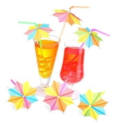 Bybiment 100 Hawaiian Themed Drink Umbrellas with Straws for Summer Beach Luau Tropical Beverage Party Decorations, Vibrant(Hibiscus)