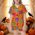 thumbnail image 2 of CONROSES Halloween Girls Pajama Set Hallowmas Skeleton Graphic Short Sleeve Pjs Tops Shorts Loungewear Sets Cozy Nightwear Sleepwear, 2 of 5