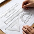 thumbnail image 4 of 6 Pcs Clear Plastic Ruler Set,2 Protractors 180 Degree 2 Triangle Rulers 45 | 60 Degree 2 Straight Rulers,Geometry Math Ruler Measuring Tool,Inches & Metric,By Scheam, 4 of 4