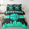 thumbnail image 1 of YST Ensemble de Literie Sport 7 Pcs pour Adolescents Garçons, Basketball, Lit Complet, Sarcelle Noir, 1 of 4