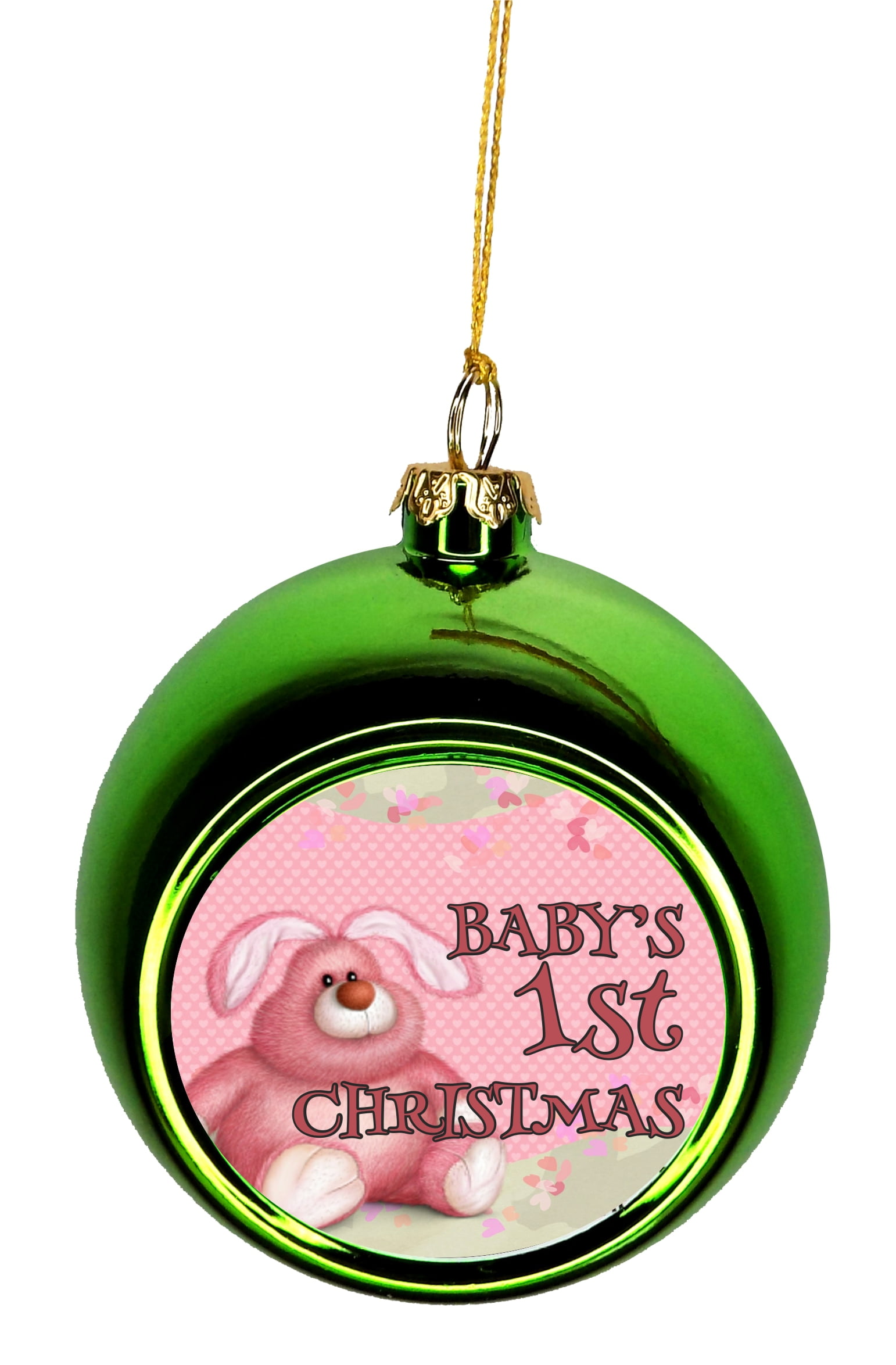 Baby S First Christmas Ornament Baby Girl Pink Bunny 1st Bauble