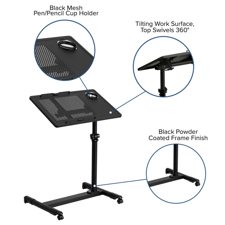 Flash furniture black adjustable height steel mobile computer desk discount