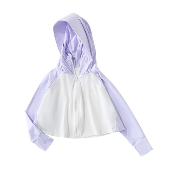 cfhntfmh Girls Boys Sun Shirts Fashion Long Sleeve Zip up Hoodies Jackets Lightweight Color Block Outdoor Hiking Outwear