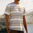 thumbnail image 2 of JAJAHO T Shirts For Men Short Sleeve Striped Summer Top Color Block Crewneck Classic Tee Shirt Relaxed Fit Daily Wear Trendy Tops, 2 of 8