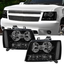Nilight Headlight Assembly for 2007 2008 2009 2010 2011 2012 2013 2014 Chevy Avalanche Tahoe Suburban 1500 2500 Replacement Headlamp Bumper Lamp Set Black Housing Clear Reflector Smoked Lens