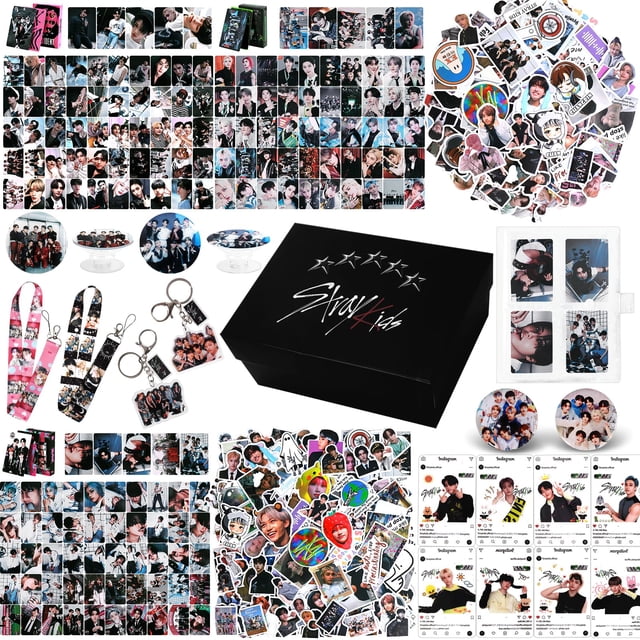 Juego de cajas de regalo Stray Kids con soporte para tarjetas fotográficas y más
