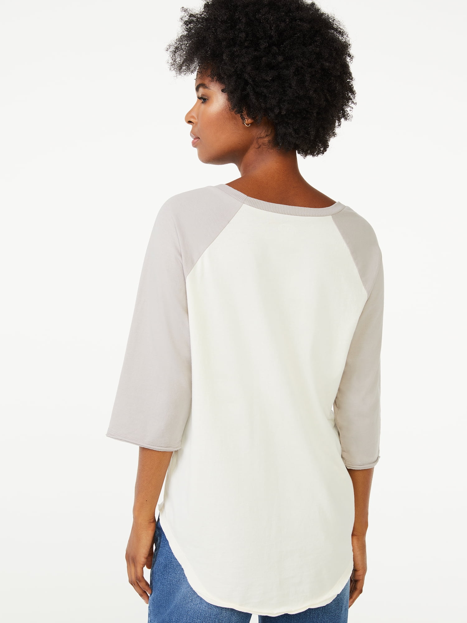 Scoop 3/4 Sleeve Graphic Raglan Relaxed Fit T-Shirt (Women's) 1 Pack