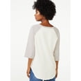 thumbnail image 3 of Scoop 3/4 Sleeve Graphic Raglan Relaxed Fit T-Shirt (Women's) 1 Pack, 3 of 6