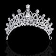 thumbnail image 2 of Tiara de boda, tiara nupcial, diadema de cristal, pedrería, corona con peine para boda, desfile de princesas, corona de plata Rojo Verde, 2 of 5