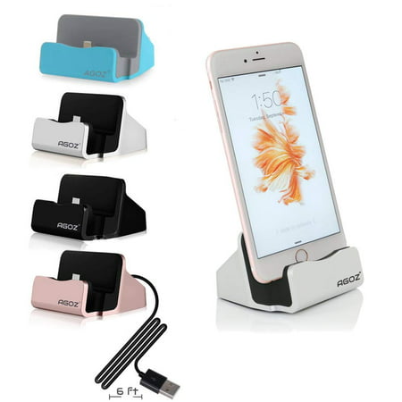 Agoz Desktop Charging Charger Dock Station Cradle Stand Holder Apple iPhone Xs MAX, XS, XR, X, 8 Plus, 8, 7, 7 Plus, 6, 6 Plus, 6S, 6S Plus, 5, 5S, SE, iPad Mini 2, 3, 4, iPod