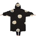thumbnail image 2 of Oversized Wearable Blanket Hoodie,Halloween Cute Pumpkins Pattern Sherpa Blanket Hoodie with Super Pockets,Super Warm Fuzzy Pullover for Women & Men, 2 of 6