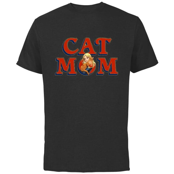 Marvel Captain Marvel & Goose Cat Mom Birthday Mother’s Day - Short Sleeve Cotton T-Shirt for Adults - Customized-Black