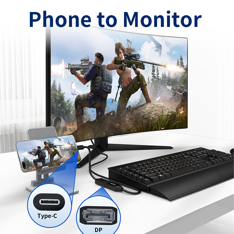 DOONJIEY 8K USB C to DP Adapter Thunderbolt 4 Type C to Displayport 1.4 Converter 4K Extension Cable for MacBook Pro Samsung