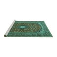 thumbnail image 2 of Ahgly Company Machine Washable Indoor Square Medallion Turquoise Blue Traditional Area Rugs, 3' Square, 2 of 4