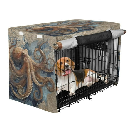 Qxltty Deep Sea Octopus Crate Cover Durable Oxford Cloth Pet Kennel Sunshade Universal Fit for 53in Wire Cage
