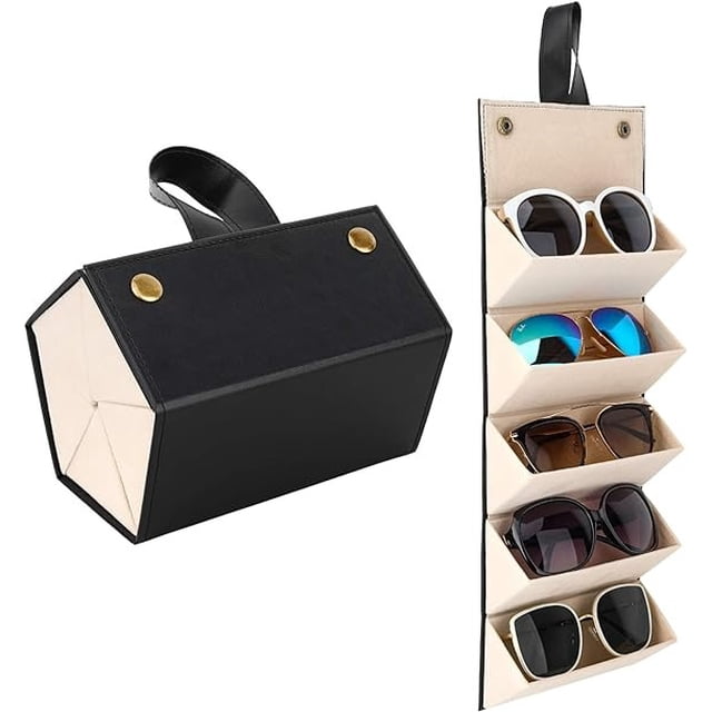 Sunglasses Organizer with 5 Slots, Travel Glasses Case Storage Portable Sunglasses Storage Case for Women Men