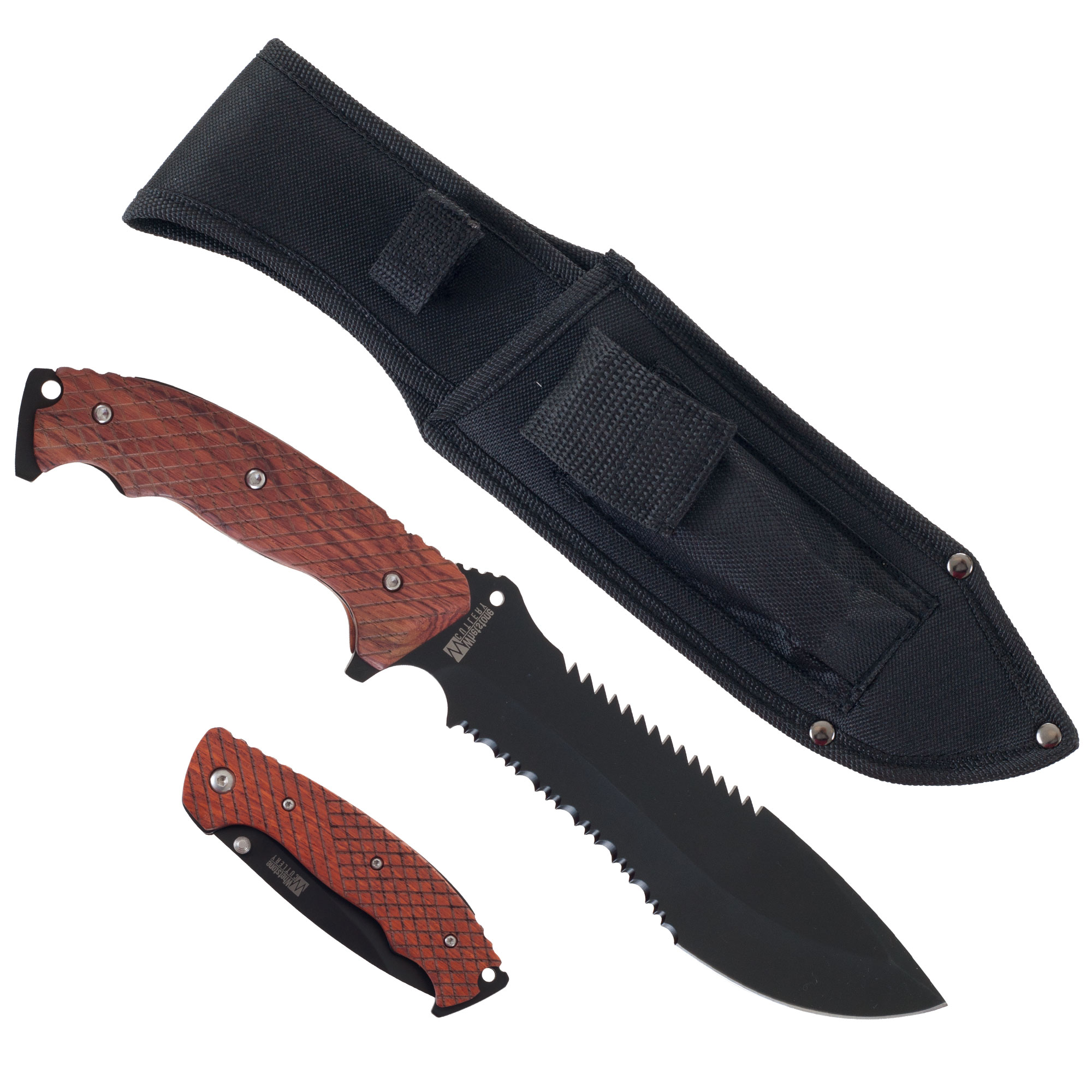 Whetstone Fixed Blade Hunting Knife and Pocketknife Set with Sheath